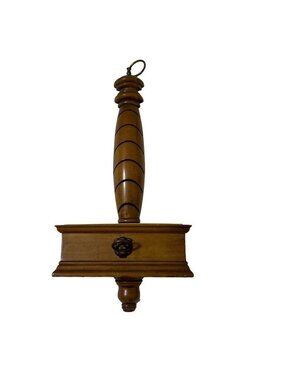 Butler Wooden Hanging Wall Planter Letter Holder w/Lions head Decor 23" tall Vtg